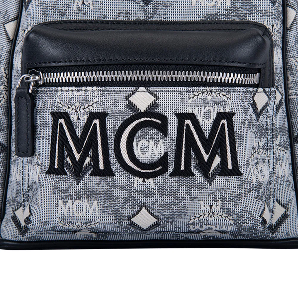 MCM Vintage Monogram Jacquard Backpack Bag Grey  Mini