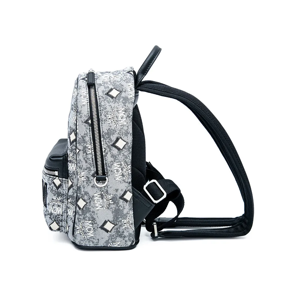 MCM Vintage Monogram Jacquard Backpack Bag Grey  Mini