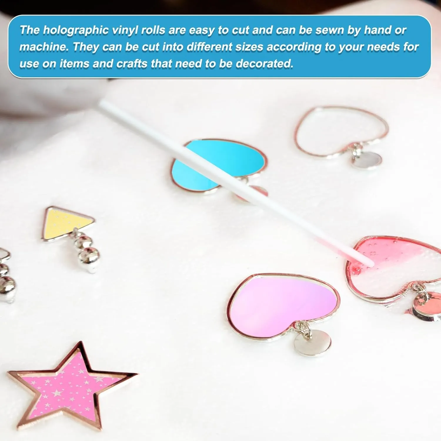 MECCANIXITY Holographic Clear PVC Vinyl Film Glitter Star Holographic PVC Fabric Waterproof Dichroic Film 12 x 48 Inch for Handbags Bows Earrings DIY Craft,Blue