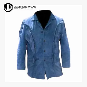 Men Western Cowboy Suede Fringe Jacket