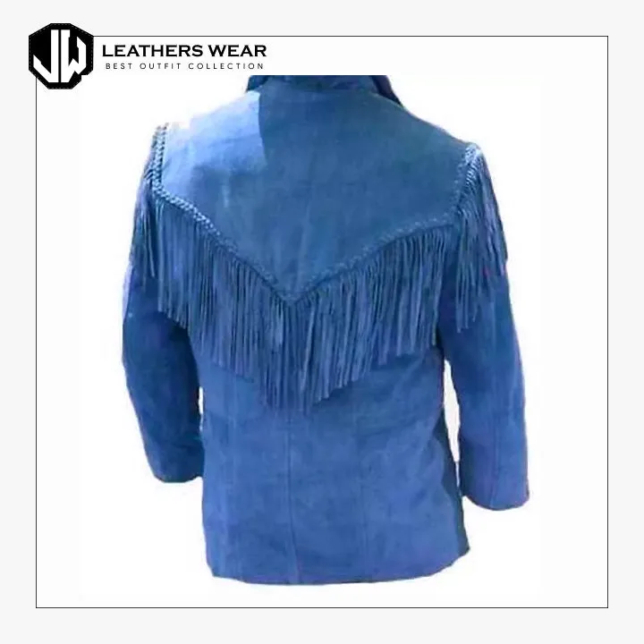 Men Western Cowboy Suede Fringe Jacket
