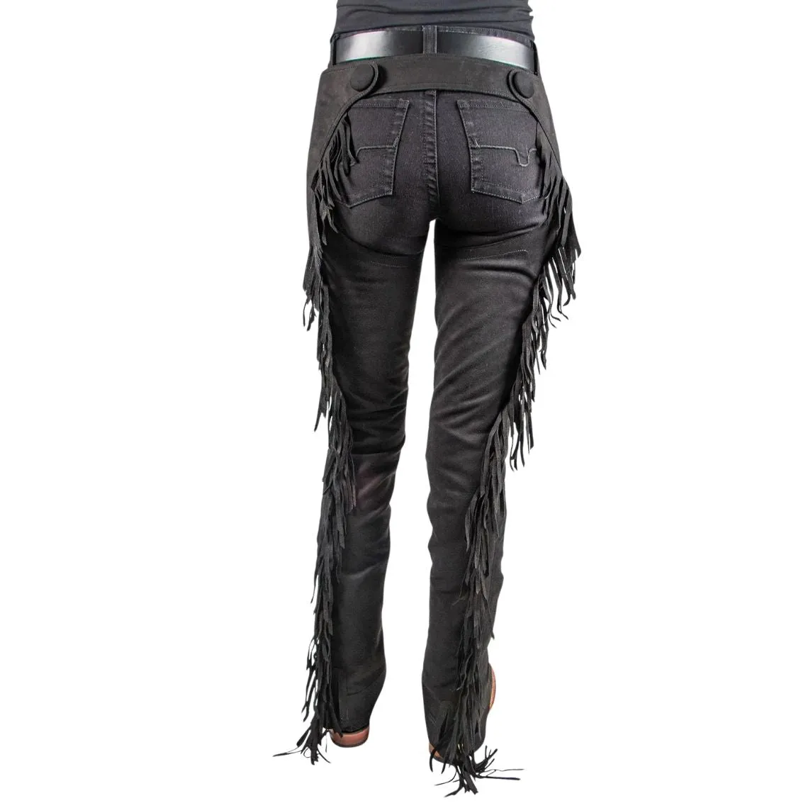 Men's Black Leather Chaps Western Cowboy Fringe Chaps LBCP302