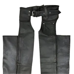 Men's Black Leather Chaps Western Cowboy Fringe Chaps LBCP320