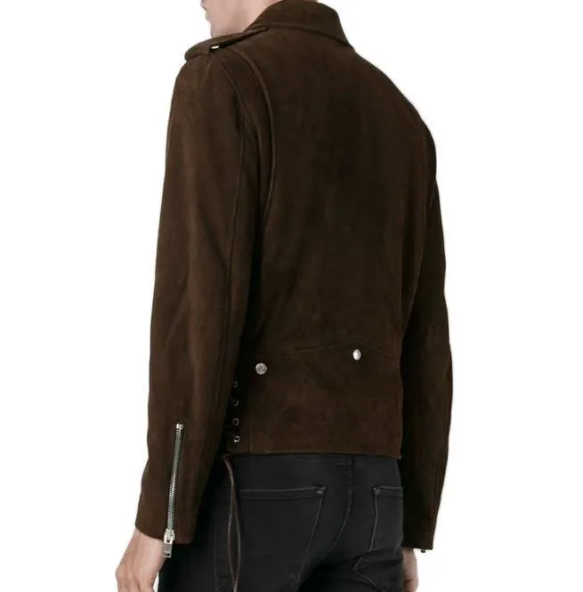 Men’s Brown Suede Fringe Motorcycle Jacket - Cowboy Western Style