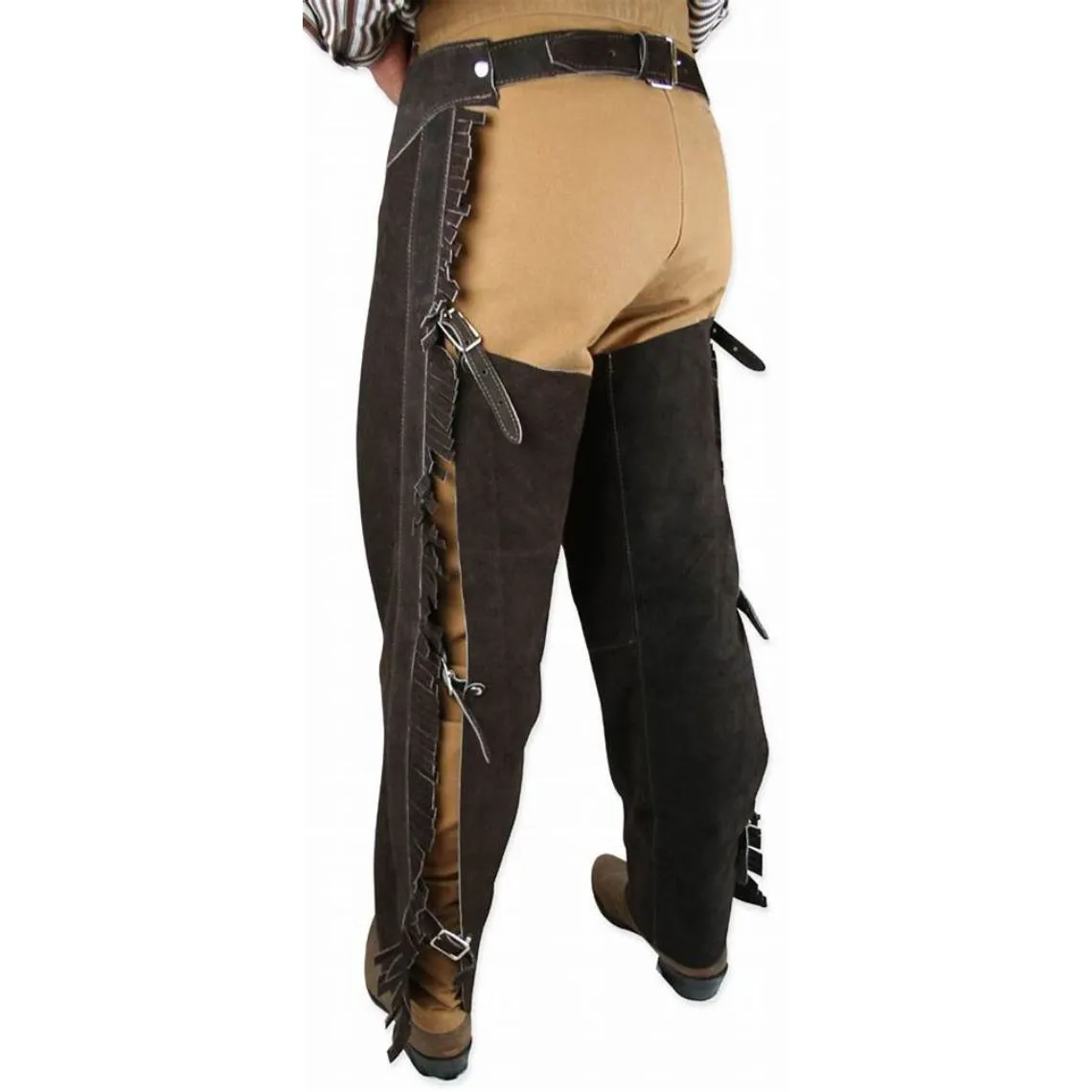 Men's Brown  Suede Leather Chaps Western Cowboy Fringe Chaps LBCP311