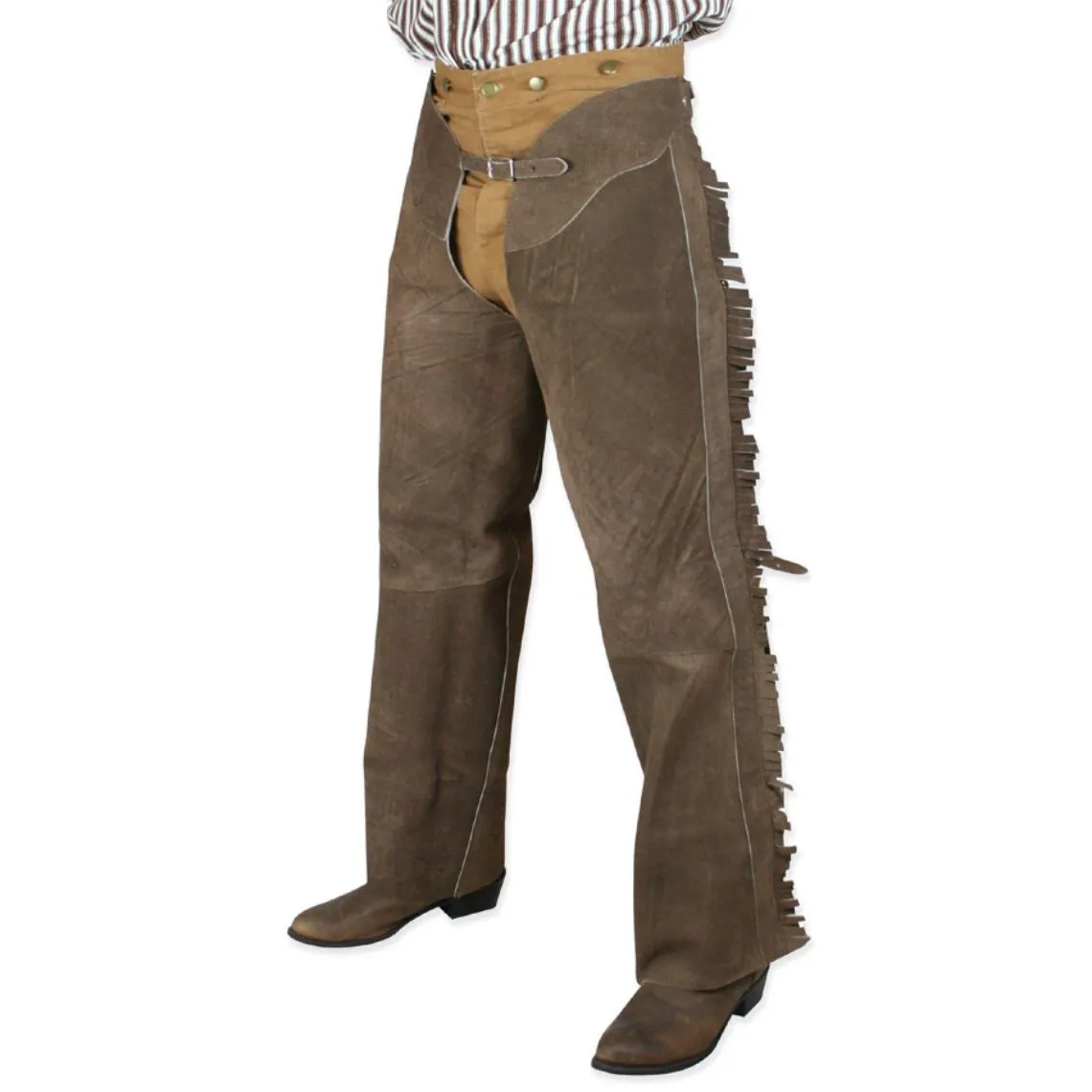 Men's Brown  Suede Leather Chaps Western Cowboy Fringe Chaps LBCP311