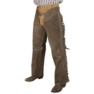Men's Brown  Suede Leather Chaps Western Cowboy Fringe Chaps LBCP311