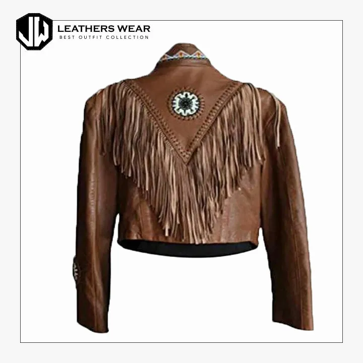 Mens Cowboy Dark Brown Fringe Jacket