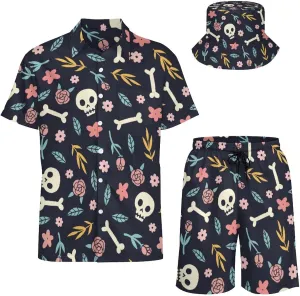 Mens Galaxy Shirts and Shorts Set 2 Piece with Bucket Hats
