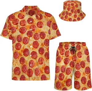 Mens Galaxy Shirts and Shorts Set 2 Piece with Bucket Hats