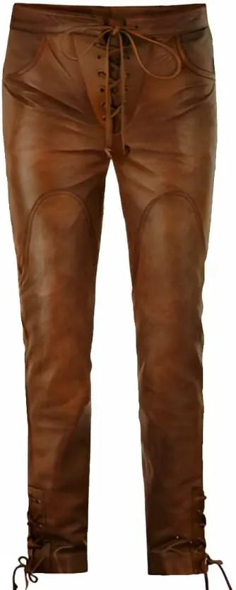 Men's Leather Motorcycle Pant Real Native American Hand Made Cowboy Style Cowhide Leather Pant