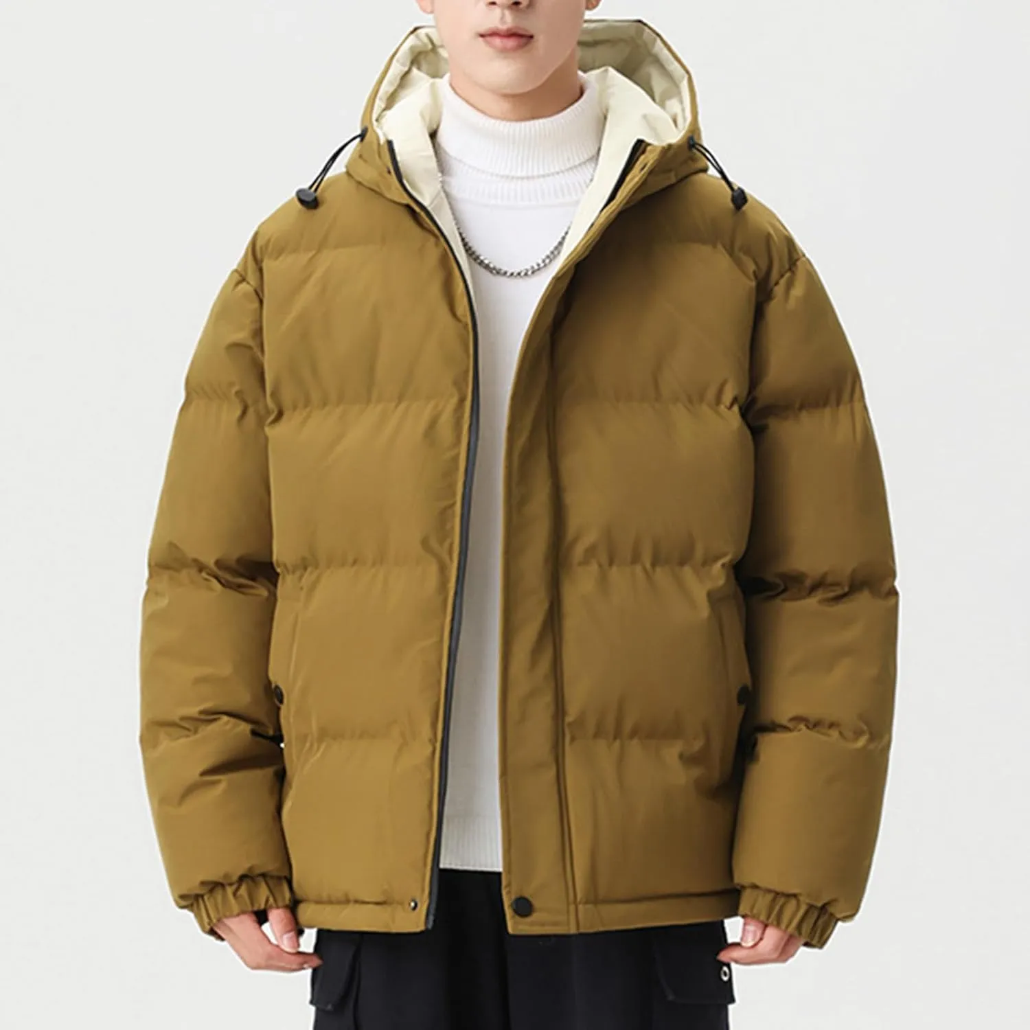 Men's Puffer Jacket Lightweight Warm Winter Coats Water Repellent Windproof Insulated Jacket Zipper Soft Outwear