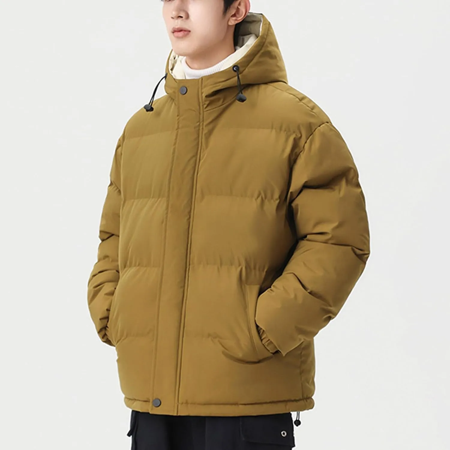 Men's Puffer Jacket Lightweight Warm Winter Coats Water Repellent Windproof Insulated Jacket Zipper Soft Outwear