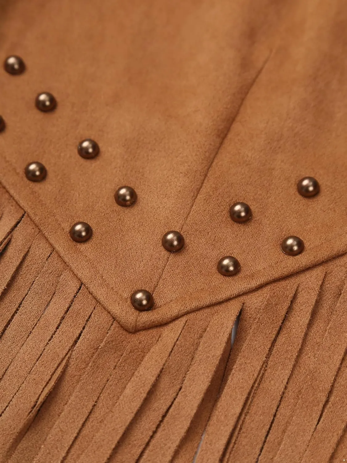 Mens Sleeveless Faux Suede Fringe Jackets Western Cowboy Open Front Vest 70s Hippie Cardigan