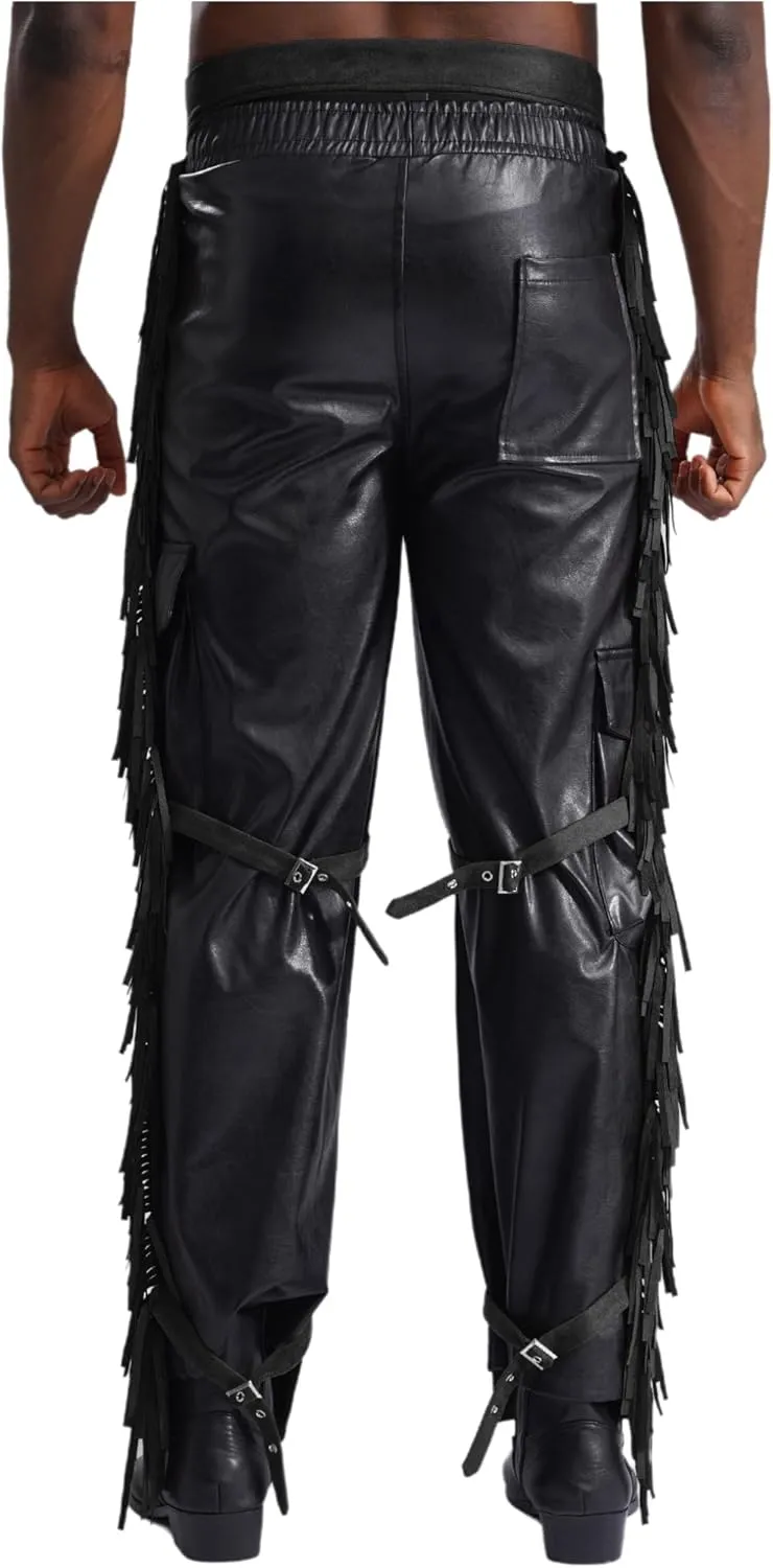 Mens Suede Fringe Cowboy Chaps Tassels Cowboy Western Pants Halloween Costume Outfits