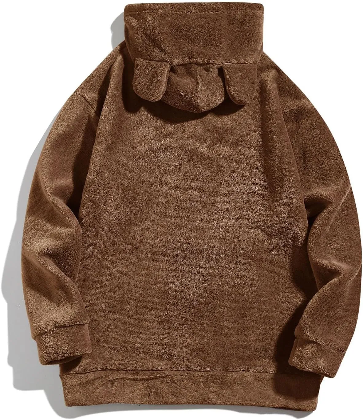 Men's Teddy Bear Ear Hoodies Pullover Oversized Long Sleeve Fuzzy Fleece Hooded Sweatshirts Soft Warm Plush Homewear