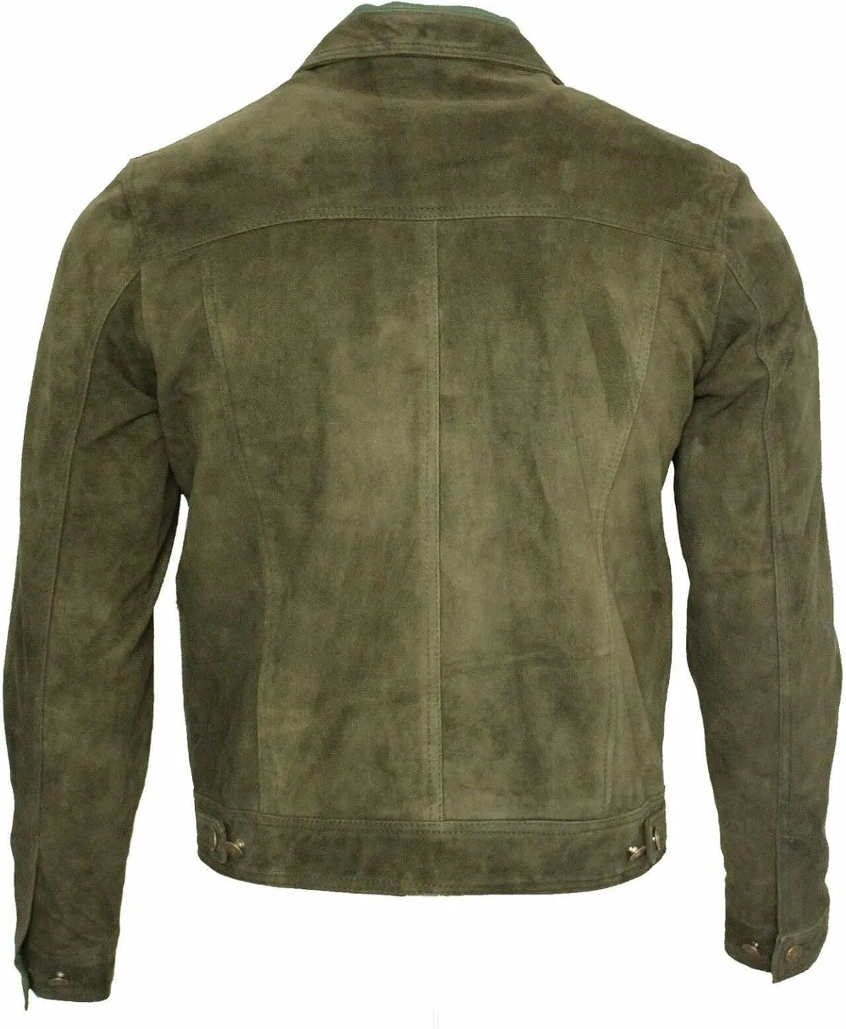 Men's Trucker Casual Goat Suede Leather Shirt Jeans Jacket