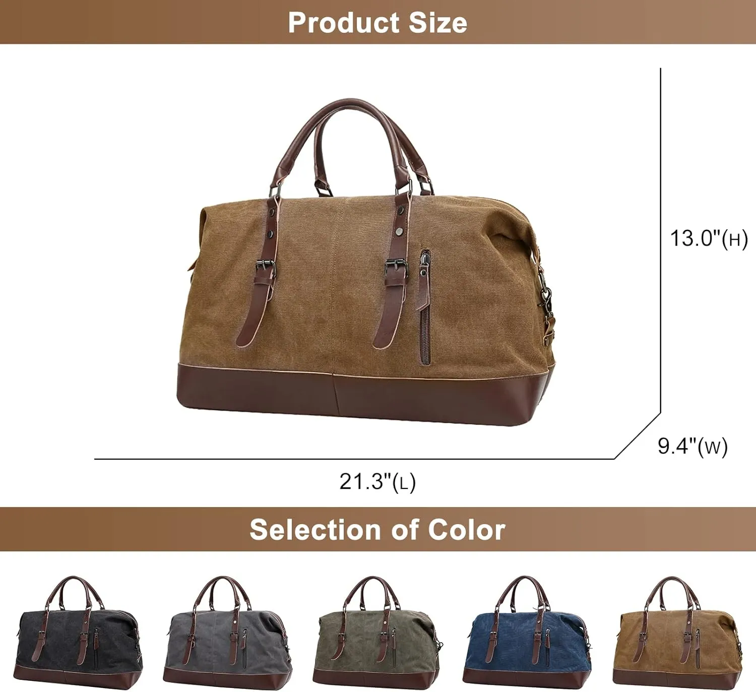 Men's Vintage Travel Bags Canvas Carry On Overnight Duffle Bag Unisex for Hiking Camping Outdoors Bag (Blue)