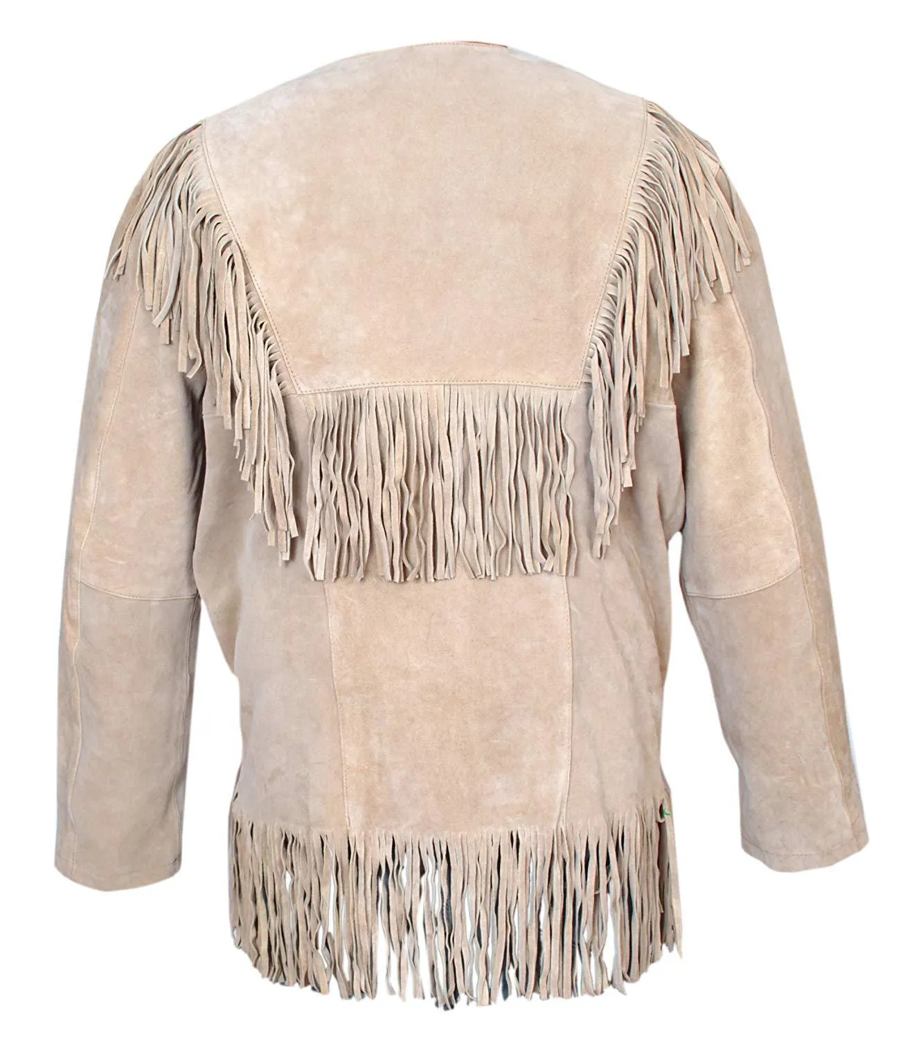 Men's Western Grey Buckskin Suede Leather Mountain Man Fringe Shirt MMS111