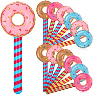 Meooeck 12 Pcs Inflatable Lollipop Assorted Inflatable Suckers Birthday Party Decoration Candy Balloons Props Favors for Swimming Pool, 4 Styles