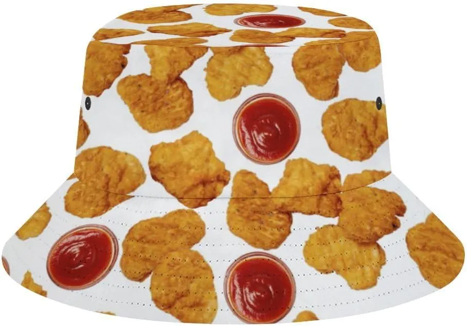 Mercuryelf Chicken Nuggets Bucket Hat Gifts for Men Women, Unisex Packable Sun Cap, Fashion Fisherman Hat Summer Outdoor