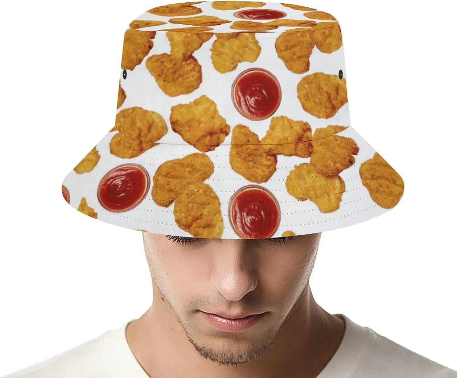 Mercuryelf Chicken Nuggets Bucket Hat Gifts for Men Women, Unisex Packable Sun Cap, Fashion Fisherman Hat Summer Outdoor