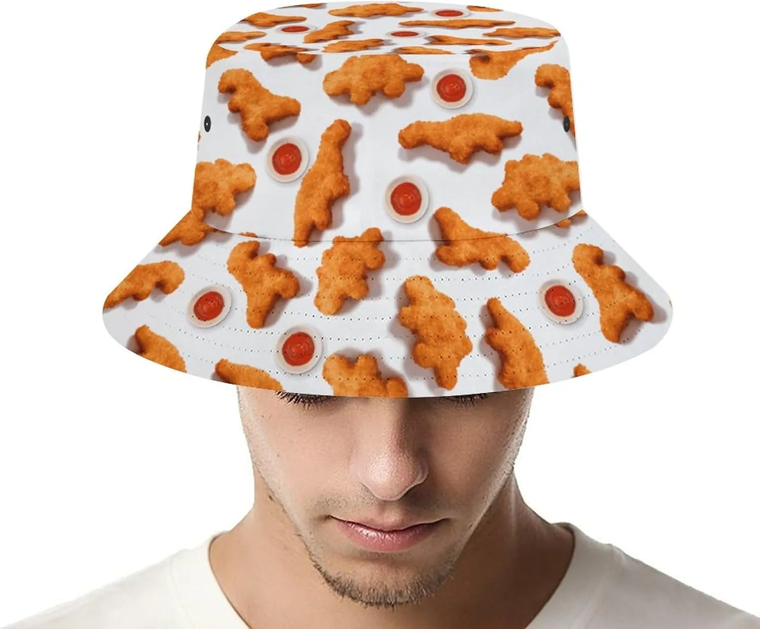 Mercuryelf Chicken Nuggets Bucket Hat Gifts for Men Women, Unisex Packable Sun Cap, Fashion Fisherman Hat Summer Outdoor