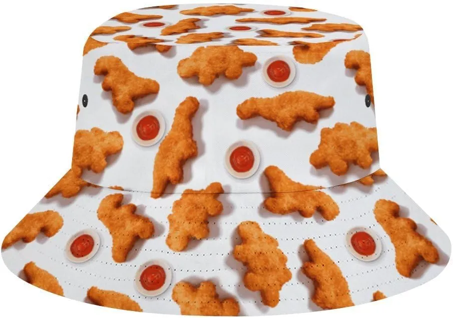 Mercuryelf Chicken Nuggets Bucket Hat Gifts for Men Women, Unisex Packable Sun Cap, Fashion Fisherman Hat Summer Outdoor