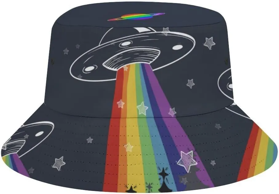 Mercuryelf LGBT Bucket Hat Gifts for Men Women, Unisex Packable Sun Cap, Rainbow Gay Pride Fisherman Hat Summer Outdoor
