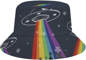 Mercuryelf LGBT Bucket Hat Gifts for Men Women, Unisex Packable Sun Cap, Rainbow Gay Pride Fisherman Hat Summer Outdoor