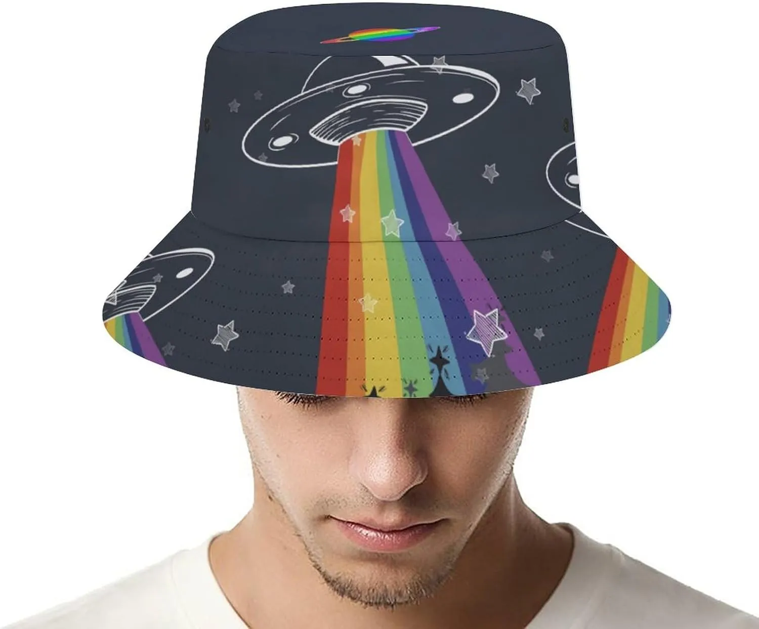 Mercuryelf LGBT Bucket Hat Gifts for Men Women, Unisex Packable Sun Cap, Rainbow Gay Pride Fisherman Hat Summer Outdoor