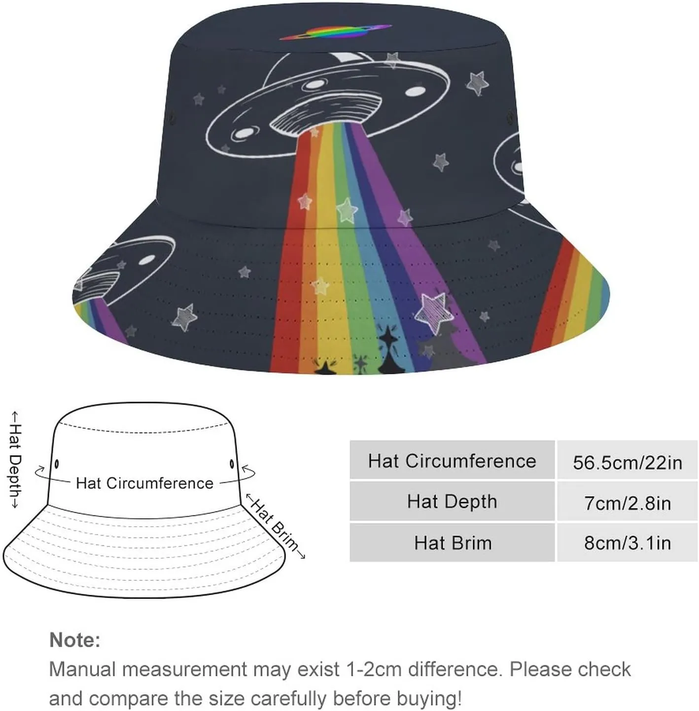 Mercuryelf LGBT Bucket Hat Gifts for Men Women, Unisex Packable Sun Cap, Rainbow Gay Pride Fisherman Hat Summer Outdoor