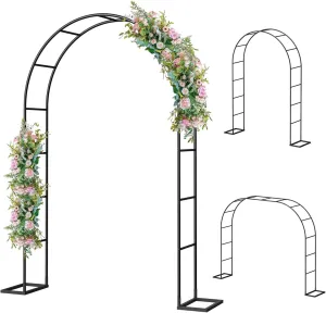 Metal Pergola Arbor with Base,7.5 Feet Wide x 6.4 Feet High or 4.6 Feet Wide x7.9 Feet High,Assemble Freely 2 Sizes,for Various Climbing Plant Wedding Garden Arch Arbor Bridal Party Decoration