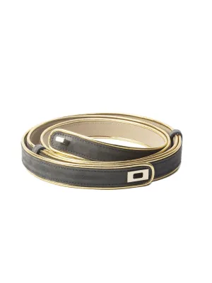 Metallic Leather-Trimmed Suede Belt - Gray