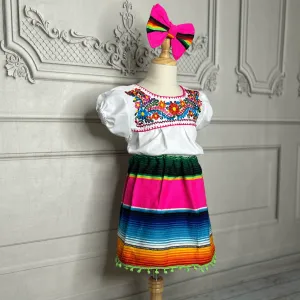 Mexican Sarape Skirt Set - Girls