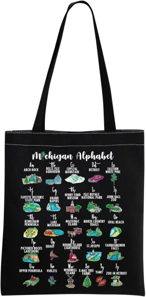 MI Alphabet Tote Bag MI Tate Gift MI Tourism Bag MI Keepsake Gift Reusable Shopping Bag