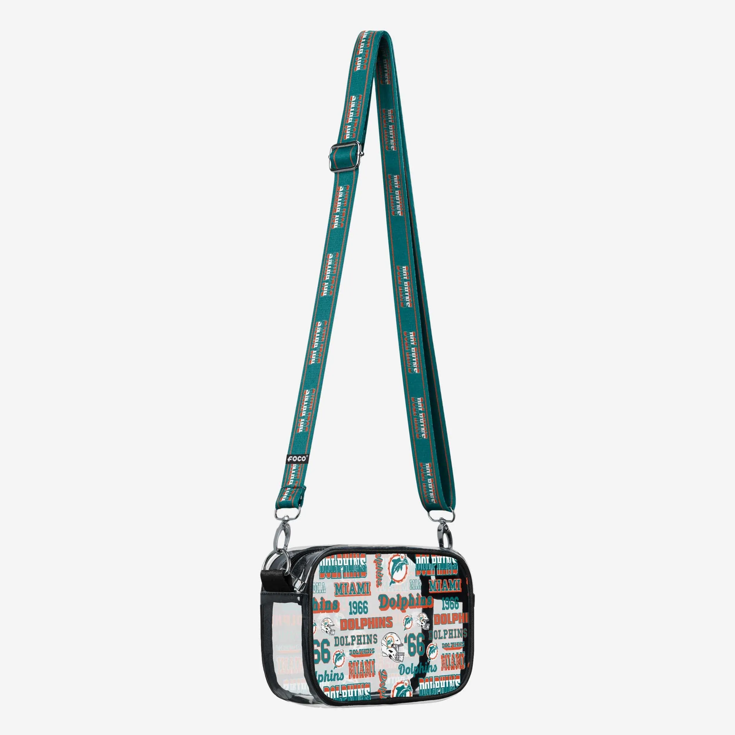 Miami Dolphins Repeat Retro Print Clear Crossbody Bag