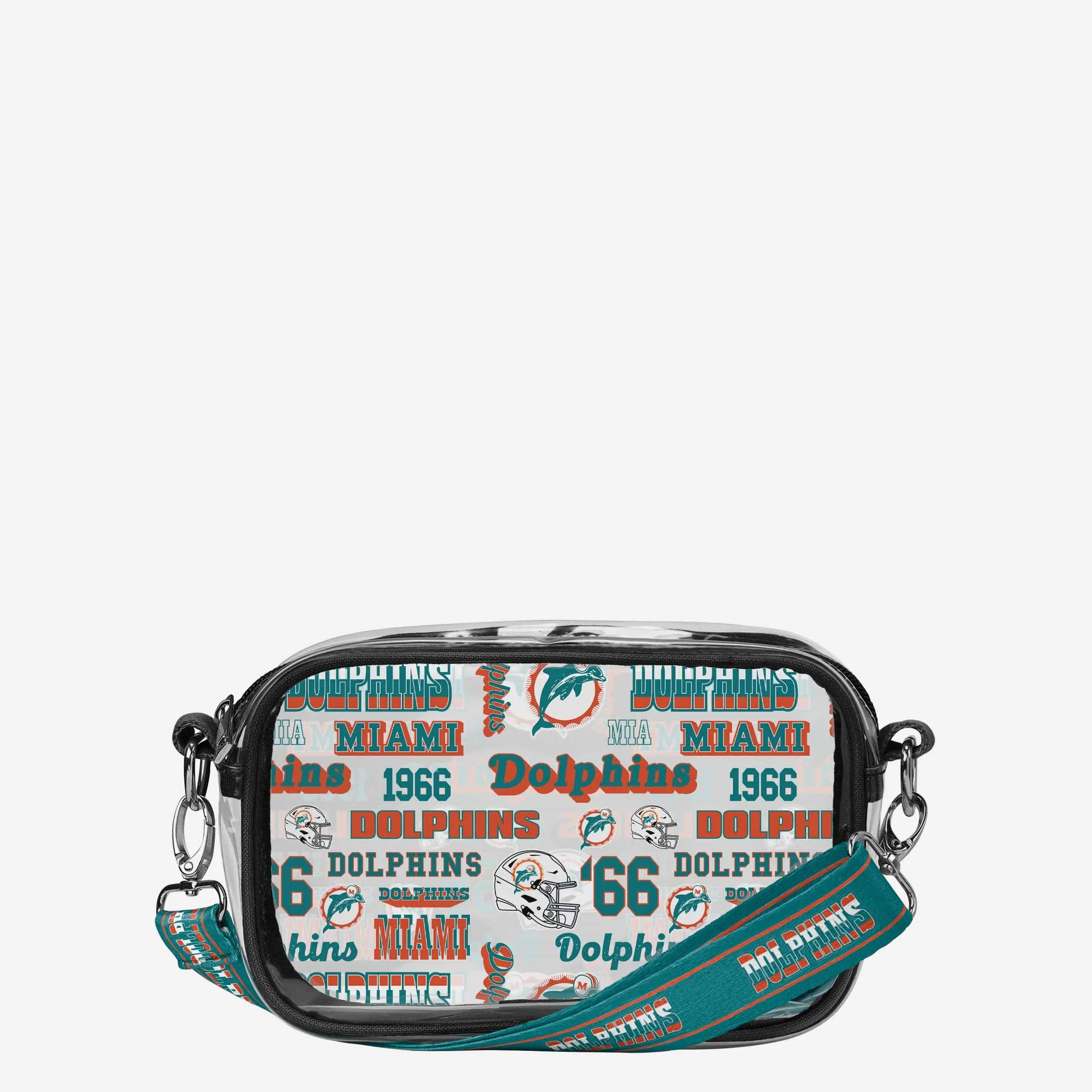 Miami Dolphins Repeat Retro Print Clear Crossbody Bag