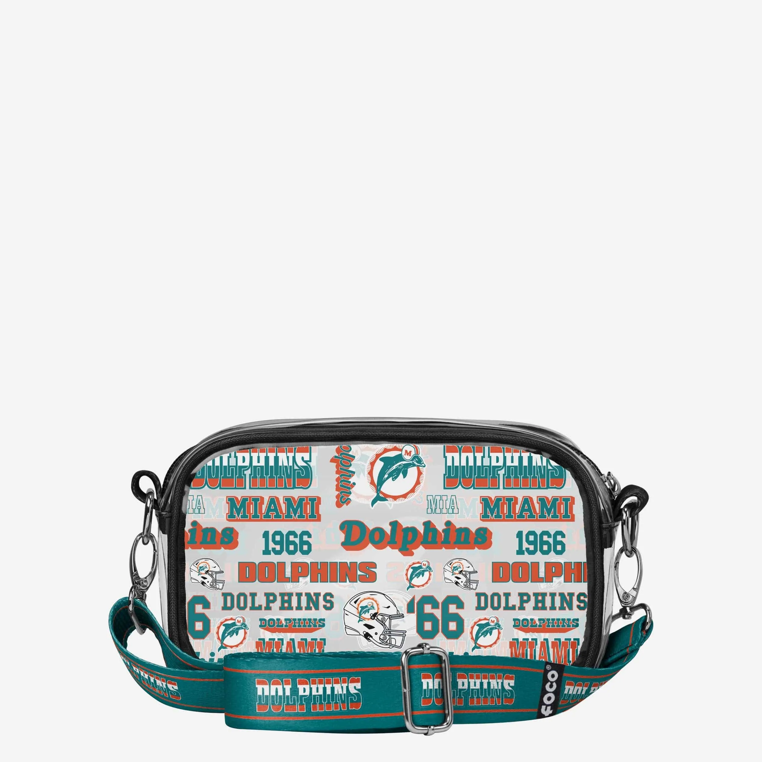 Miami Dolphins Repeat Retro Print Clear Crossbody Bag