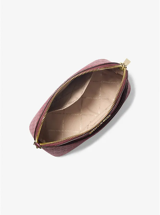 Micheal Kors Jet Set Travel Medium Signature Logo Dome Crossbody Bag Oxblood