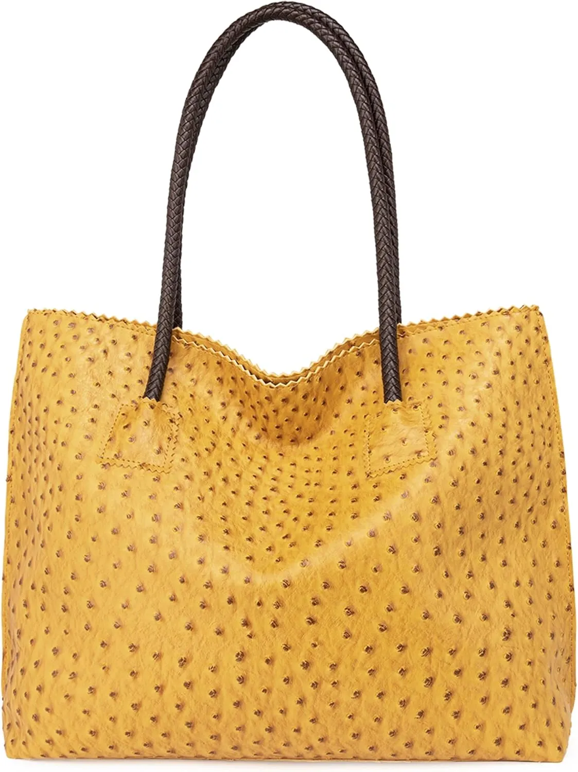 Milan Chiva Tote Bag for Women with Zipper Large Ostrich Vegan Leather Shoulder Purses and Handbags