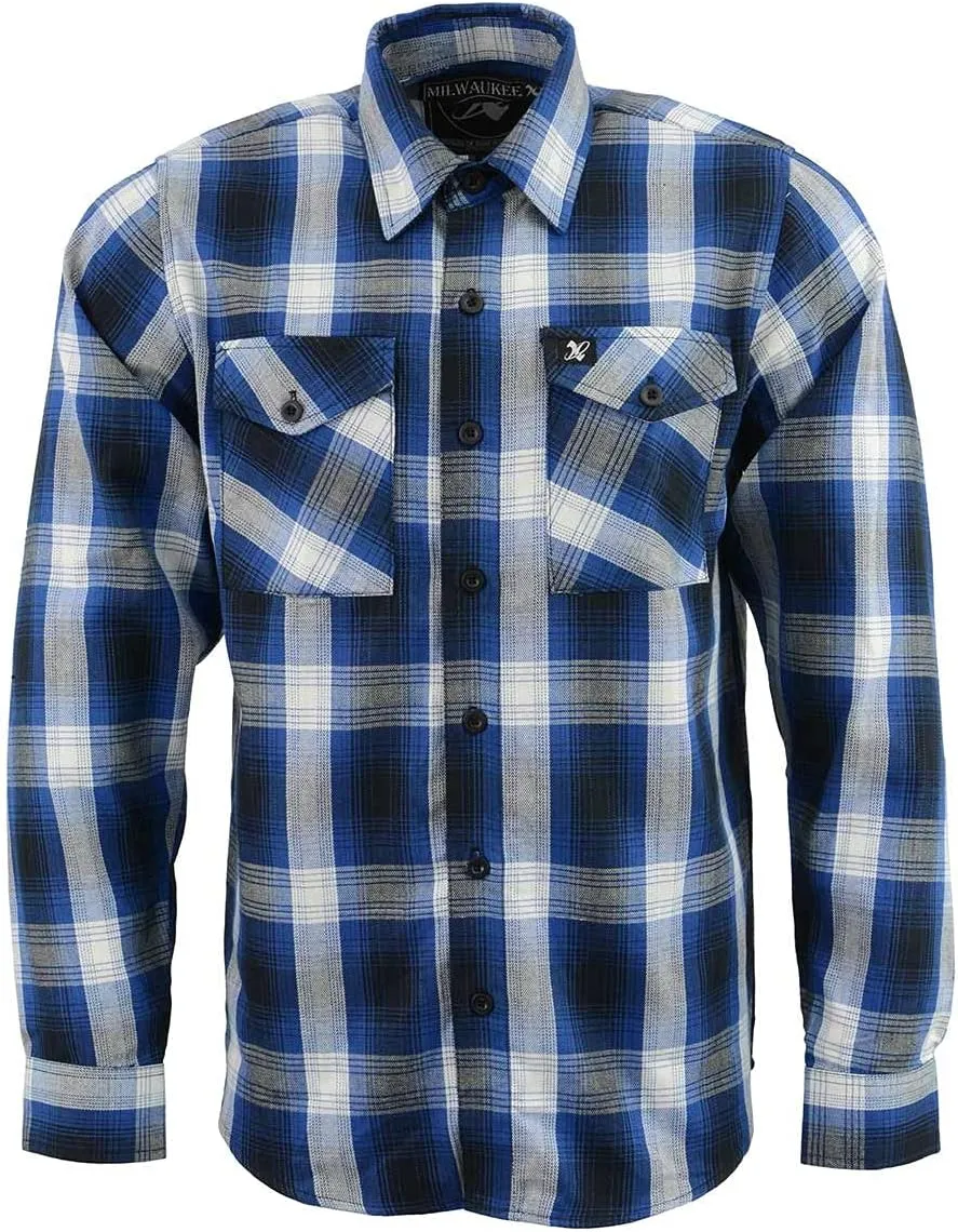 Milwaukee Leather Men’s Casual Cotton Flannel Plaid Long Sleeve Button Down Cotton Shirts