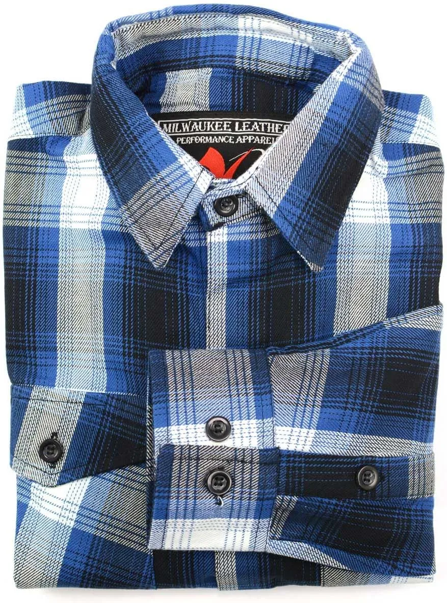 Milwaukee Leather Men’s Casual Cotton Flannel Plaid Long Sleeve Button Down Cotton Shirts