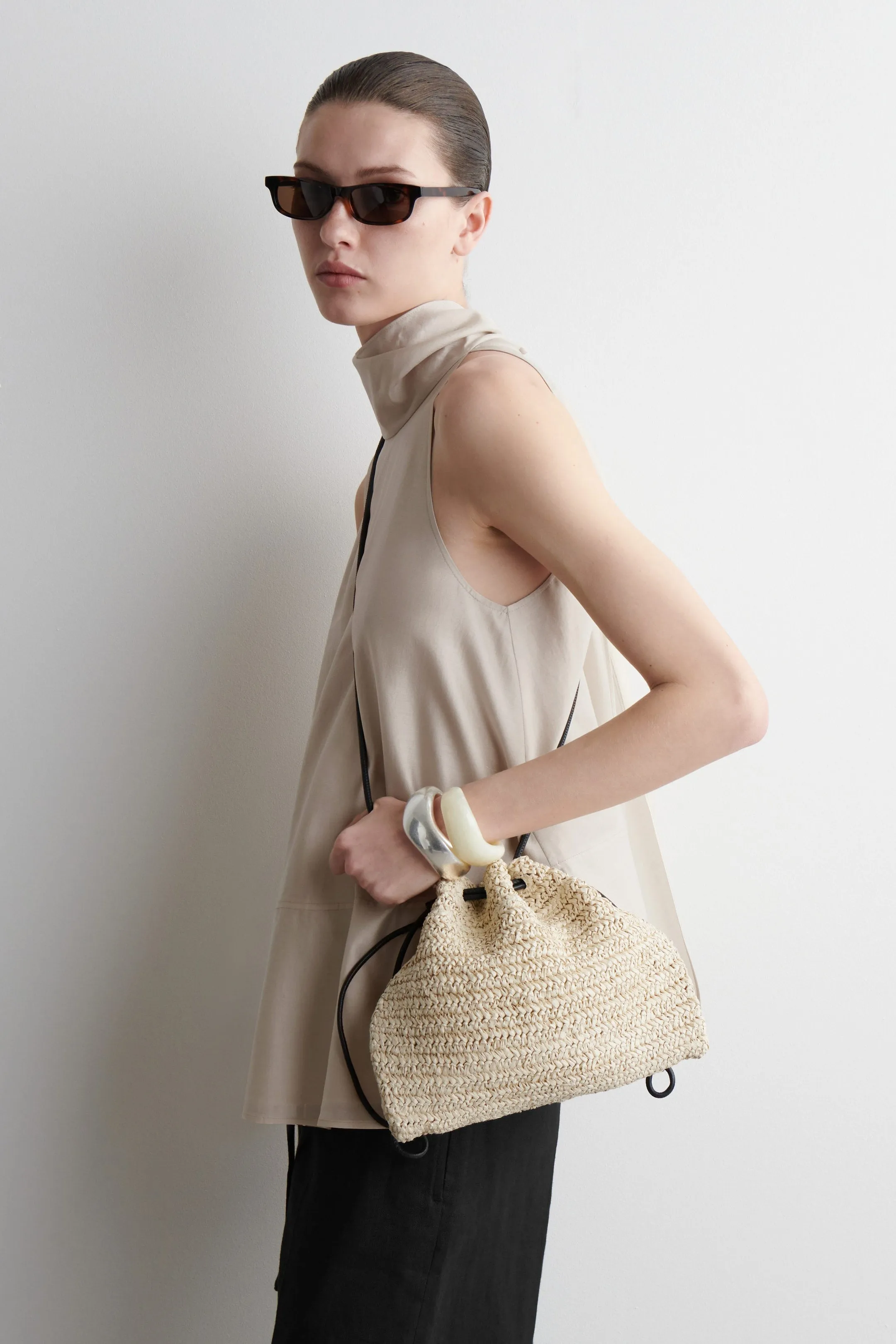 Mini Cavatelli Straw Clutch Bag