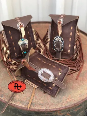 Mini Saddle Bag with Bronze Pop Stitch for Phone, Keys, Roping Powder, etc