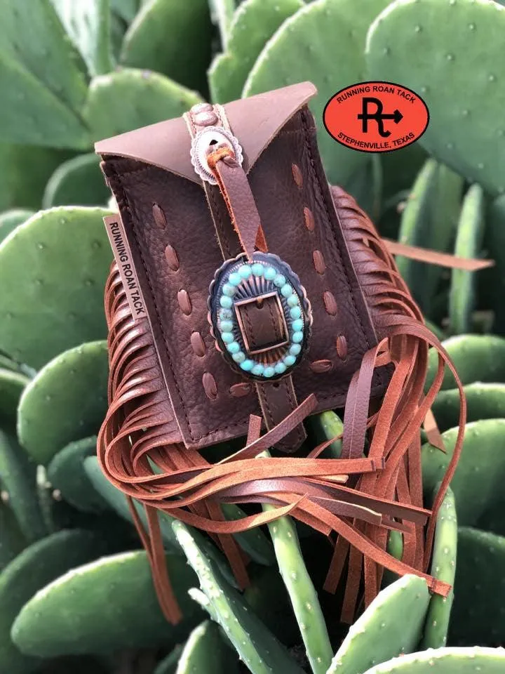 Mini Saddle Bag with Whisky Pop Stitch for Phone, Keys, Roping Powder, etc