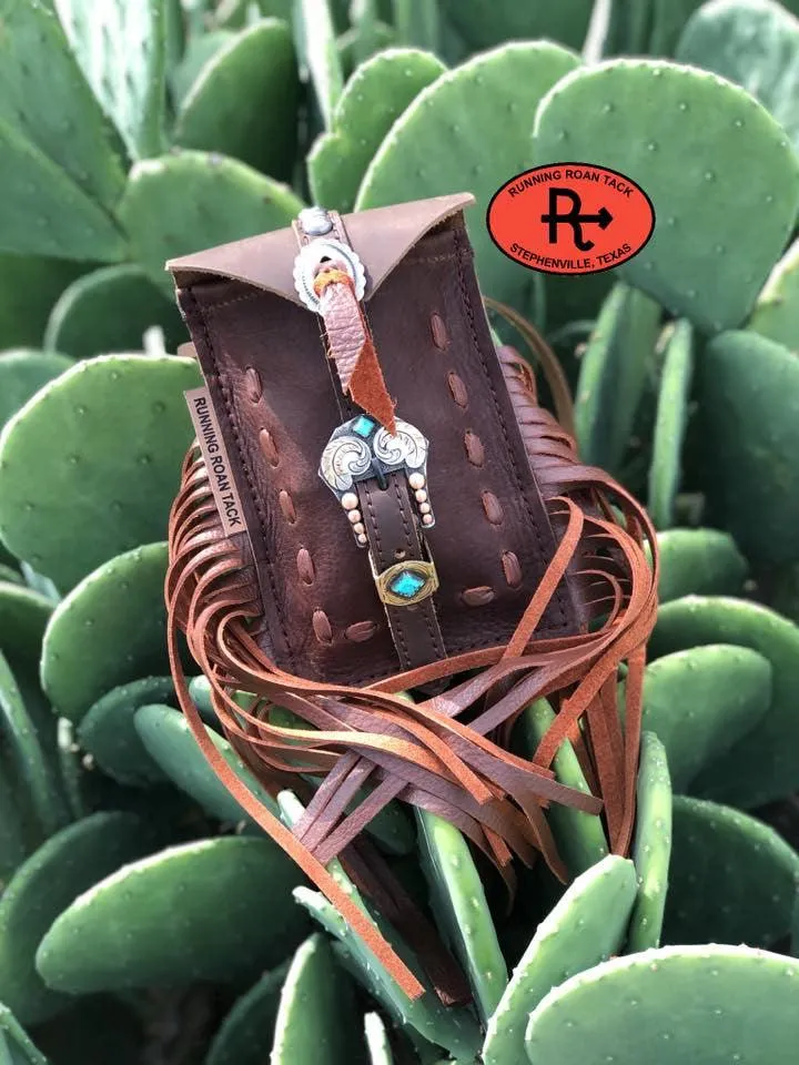 Mini Saddle Bag with Whisky Pop Stitch for Phone, Keys, Roping Powder, etc