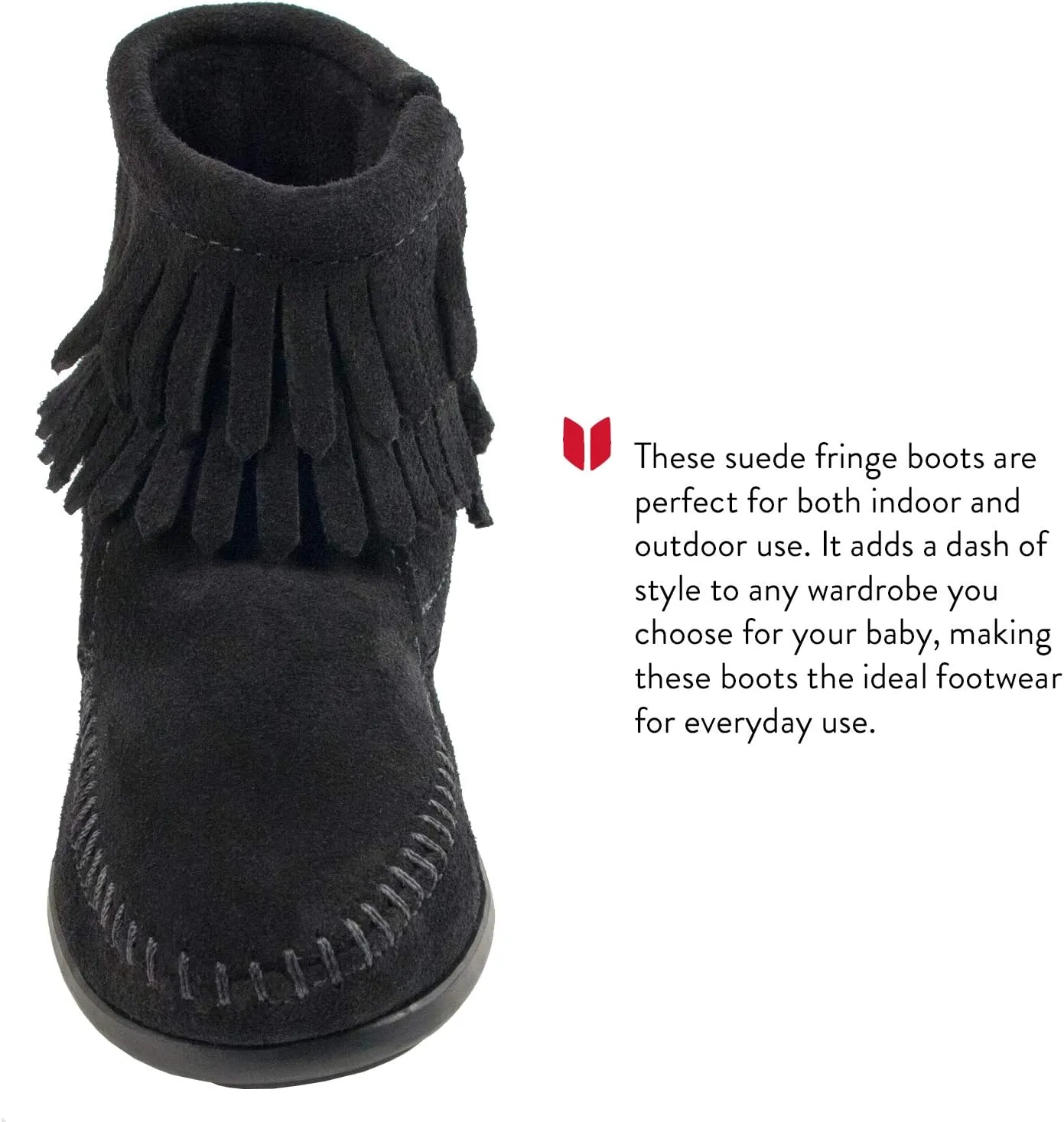 Minnetonka Children's Double Fringe Side Zip Boot