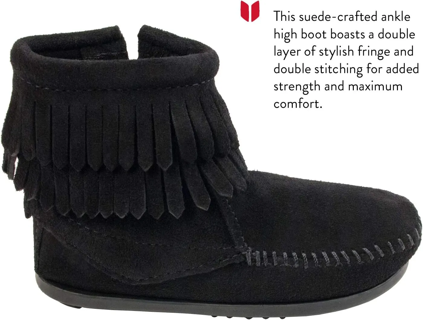 Minnetonka Children's Double Fringe Side Zip Boot