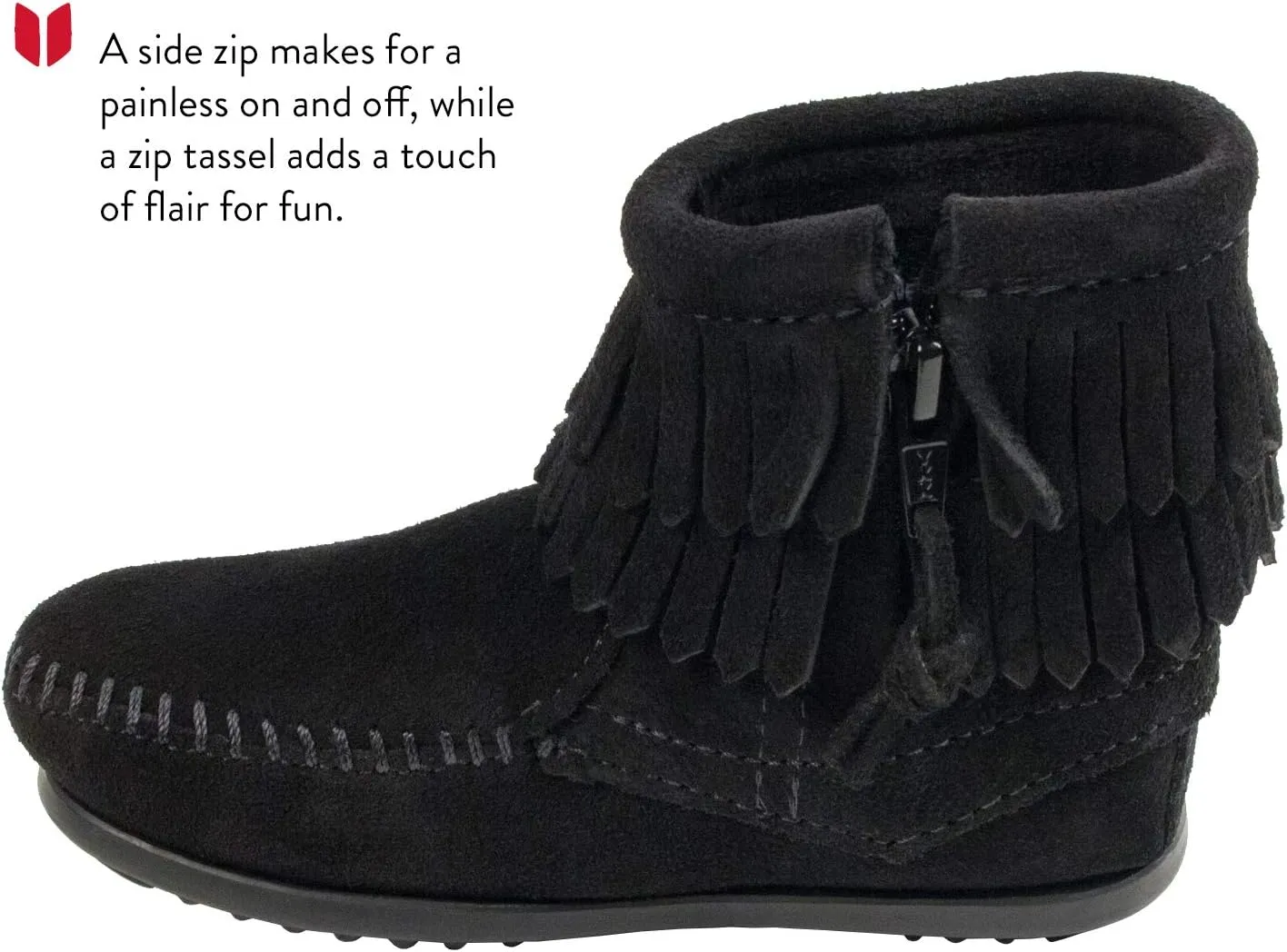Minnetonka Children's Double Fringe Side Zip Boot